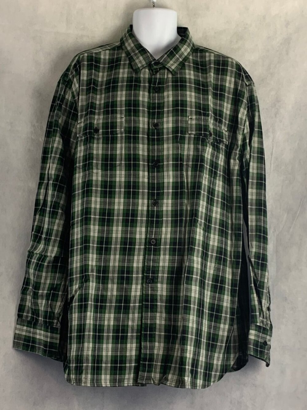 Nautica Men's Cotton Slim Fit Long Sleeve Button-Down Shirt, Green Plaid, XXL